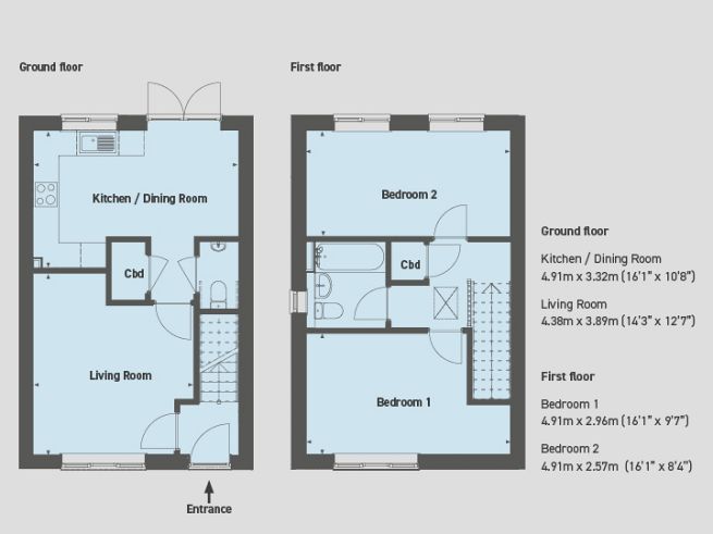 Floor plan, 2 bedroom house  - artist's impression subject to change